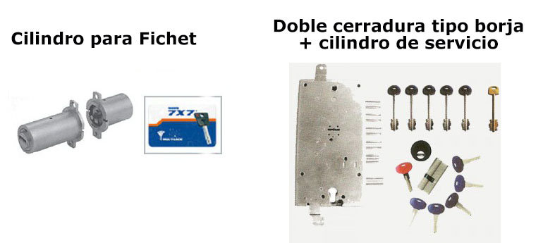 Cerraduras - Cerrajero Barato y Rápido 617 133 166 - Fichet - Doble cerradura tipo borja  + cilindro de servicio